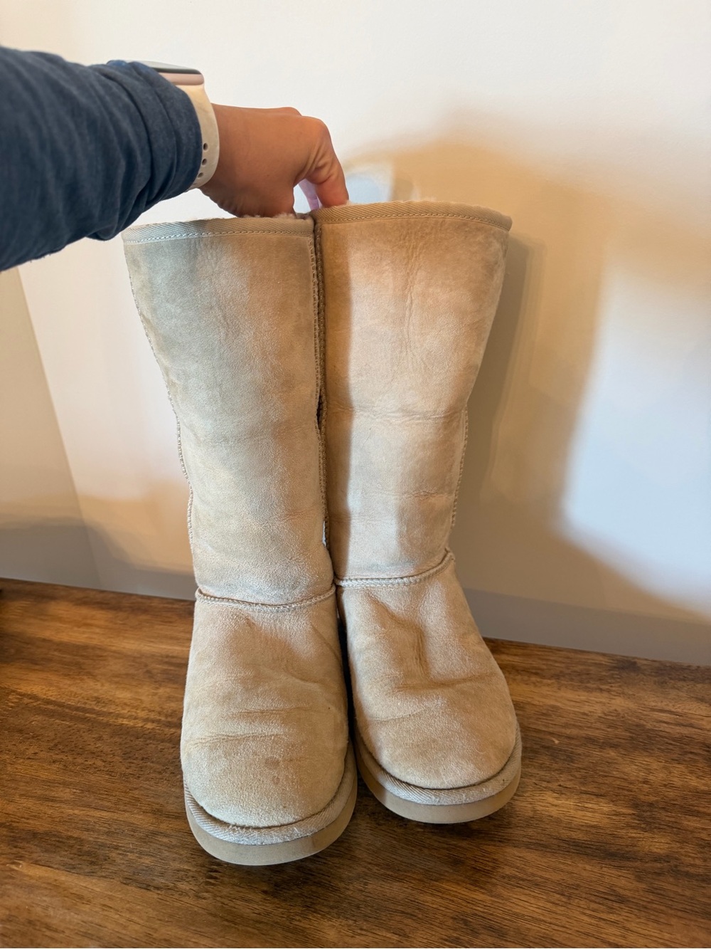 Ugg Australia Classic Tall Suede Winter Boots in Light Beige - Women